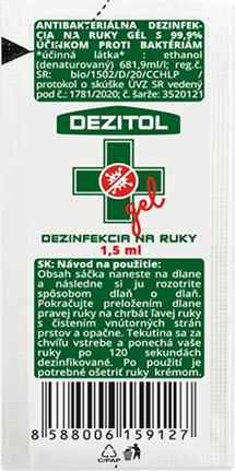 Dezinfekčný gél na ruky DEZITOL 1,5ml (parfumovaný) vreckové balenie