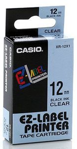 páska CASIO XR-12X1 Black On Transparent Tape EZ Label Printer (12mm)