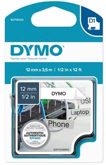 páska DYMO 16957 D1 Black on Flexible Tape (12mm)